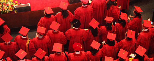 USC graduates viewed from above