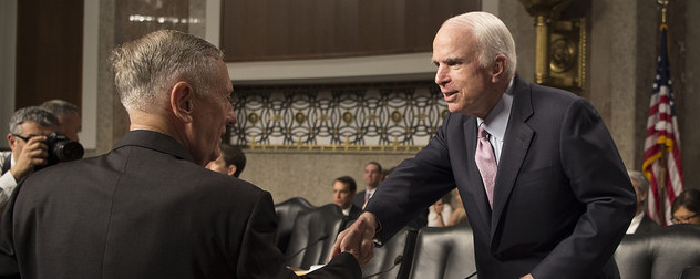 Jim Mattis shakes hands with John McCain