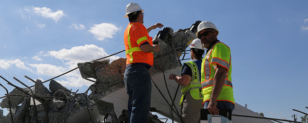 National Transporation Safety Board investigators at the scene of the Florida International University bridge collapse