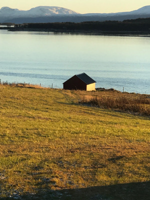 small farm shed with WWII-era blast damage near Tromso