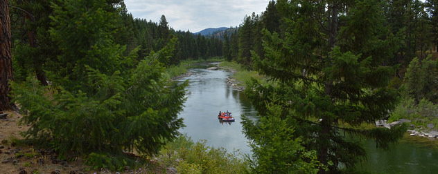 rafters on the Blackfoot River in summer