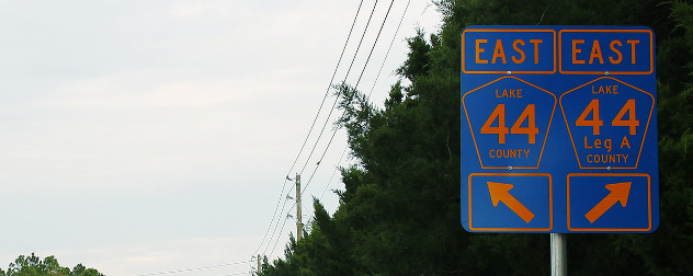 County Road 44 sign in Lake County, Florida