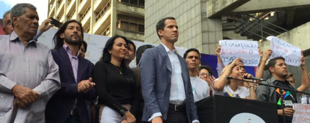 Juan Guaido with protesters