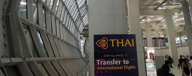 Star Alliance transfer to international flights sign in the Suvarnabhumi Airport.