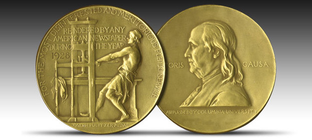 Pulitzer Prize medals, front and back.