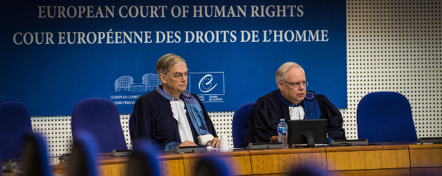 Erik Fribergh and Dean Spielmann on the bench of the European Court of Human Rights.