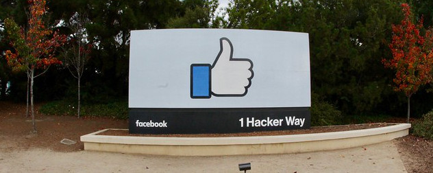 thumbs-up 'like' sign outside Facebook's corporate office.