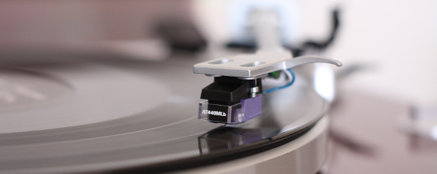 record player with a vinyl record.
