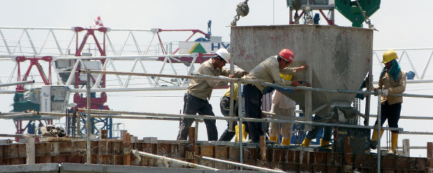 construction workers on a site.