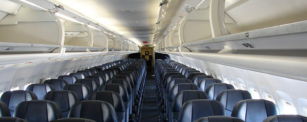 interior cabin of Allegiant Air's McDonnell Douglas MD-82.