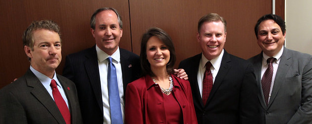 Rand Paul, Texas AG Ken Paxton, Angela Paxton, Wade Emmert and Steve Munisteri.