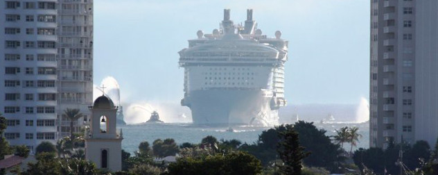 a cruise ship approaching Port Everglades, Florida.