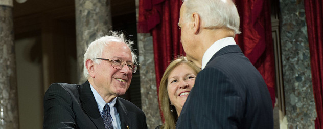 Senator Bernie Sanders with former Vice President Joe Biden