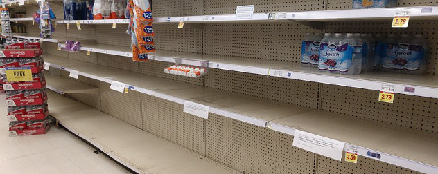 empty shelves at a Kroger.