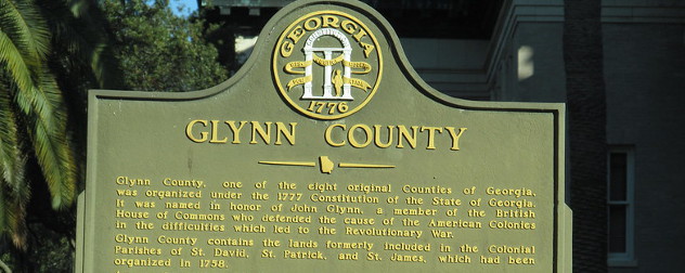 historical marker for Glynn County, Georgia.