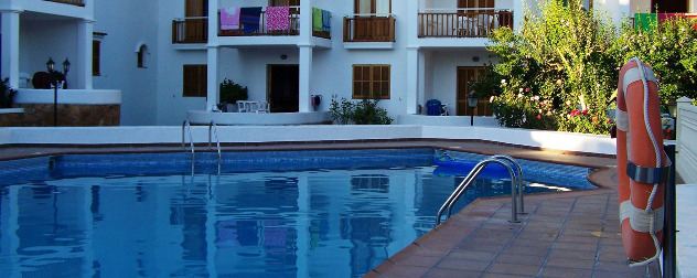 private swimming pool in an apartment complex.