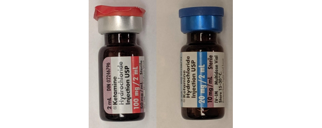 Two doses of intravenous ketamine, 50mg/ml and 10mg/ml.