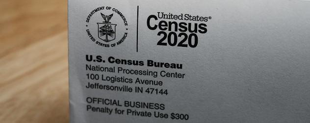 detail of a Census 2020 return envelope.