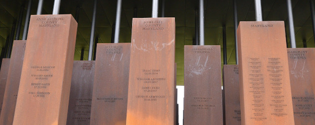 detail of the National Memorial for Peace and Justice, which commemorates lynching victims.