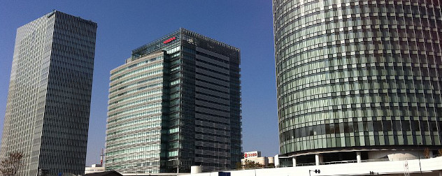 Nissan global headquarters building in Yokohama, Japan's central business district.