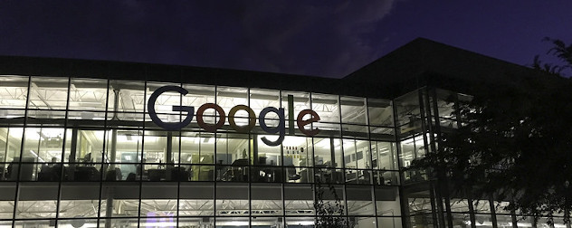 Googleplex, exterior, night.
