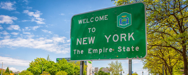 road sign that reads 'Welcome to New York The Empire State.'