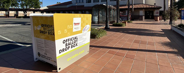 Official ballot dropbox in Orange County, California.