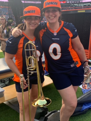 Ashley Luhmann and Aline Pitney as part of the Broncos Stampede.