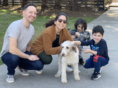the Jacobs family with their two dogs.