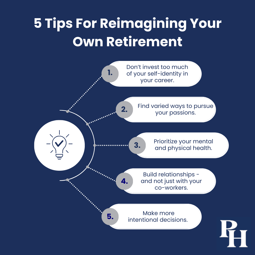 infographic on five ways to reimagine retirement.