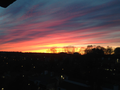 sunset in White Plains, New York.