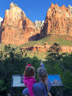 Melinda Kibler and her daughter admiring nature.