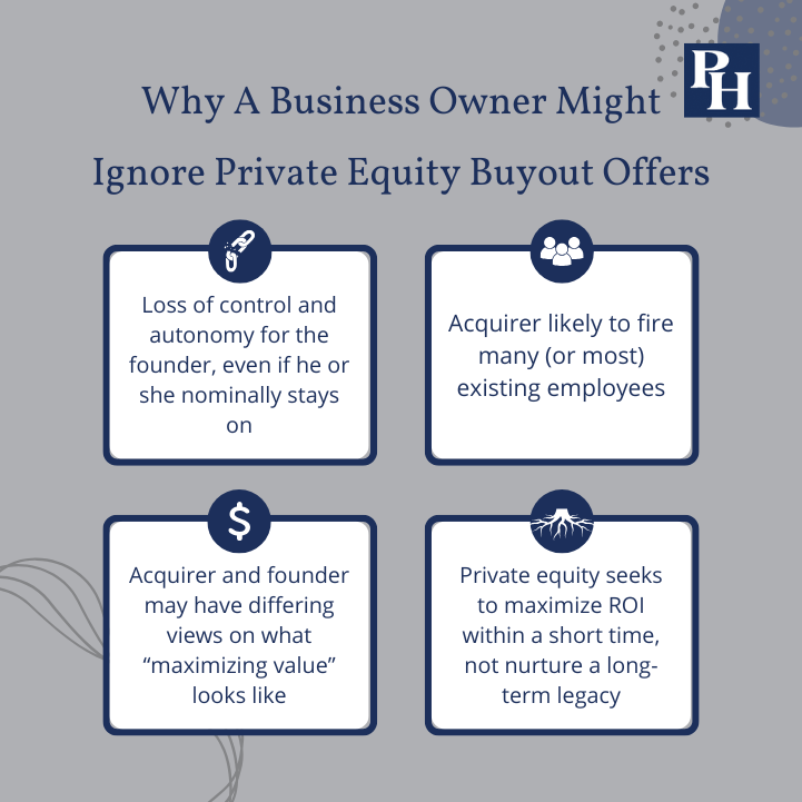 Infographic on not selling to a private equity buyer.